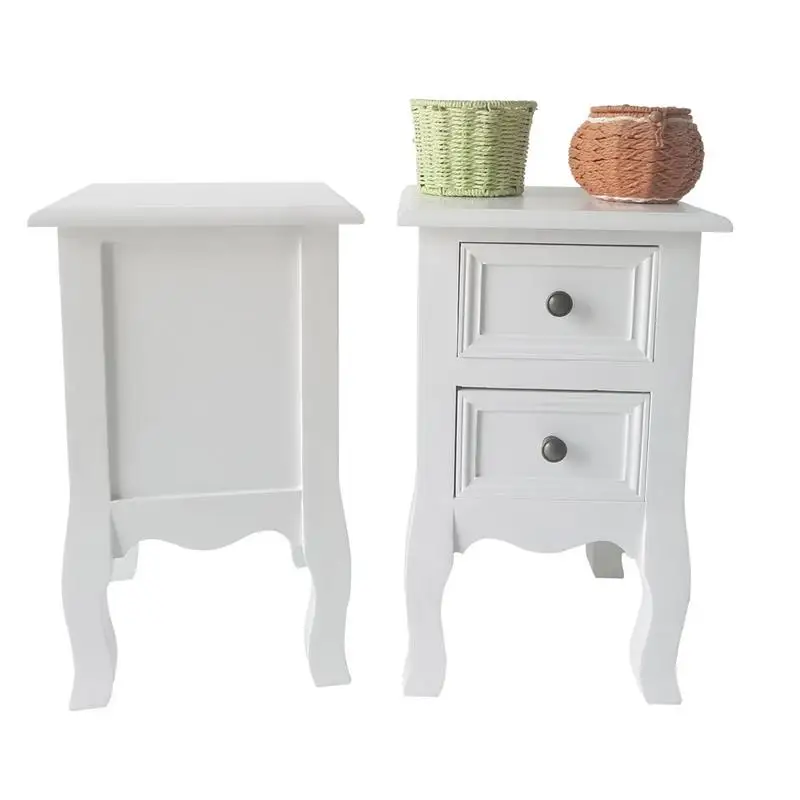 2pcs Country Style Two-layer Bedside Cabinets 2 Tiers 2 Drawer Bedside End Table Nightstand Home Bedroom Furniture 2pcs Country Style Two-layer Bedside Cabinets 2 Tiers 2 Drawer Bedside End Table Nightstand Home Bedroom Furniture