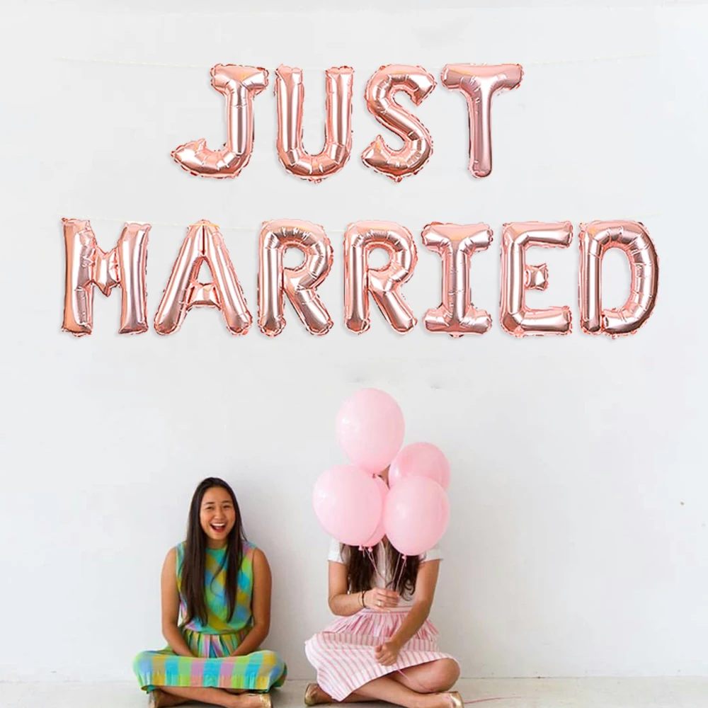

just married balloons bride to be aluminium foil baloon globos bridal shower team wedding bachelorette Party decoration supplies