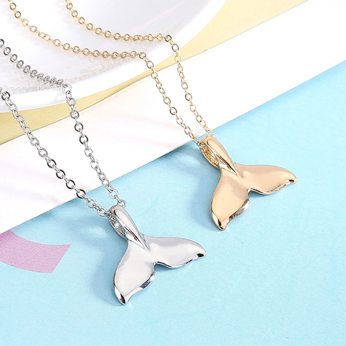 

Romantic Elegant Simple Chain Lovely Whale Fishtail Dolphin Tail Stylish Pendant Necklace Charms Chic Jewelry Gifts For Women