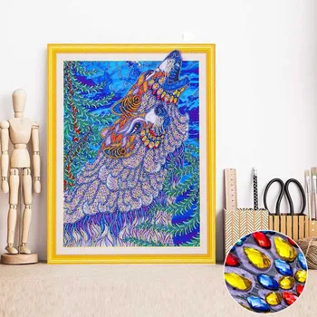 

HUACAN Diamond Painting Animal Special Shape Diamond Embroidery 5D Diy Diamond Mosaic Wolf Picture Of Rhinestone 40x50