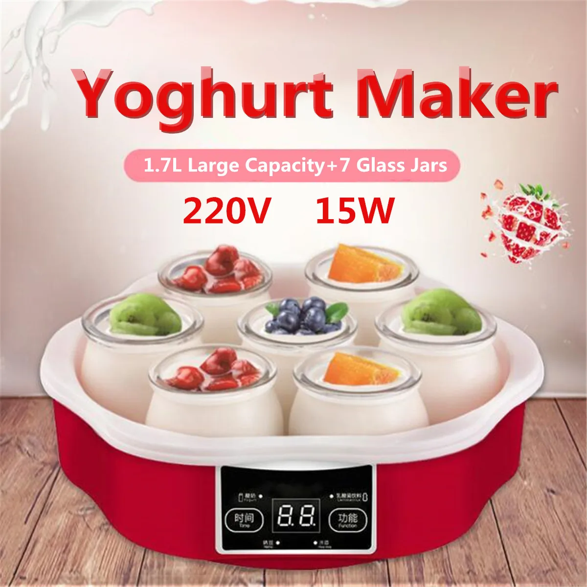 220 В Электрический автоматический изготовитель йогурта Автоматический Смарт Touchs экран DIY йогурт машина с таймером 7 стекло банки