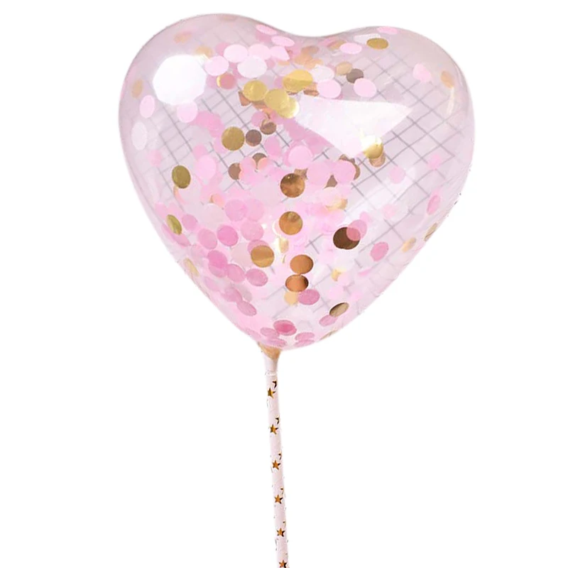 

5 Sets/Lot Transparent Love Balloons 5 Inch Bobo Ball For Birthday Party Cake Decorated With Sequins Supplies Pink Gold