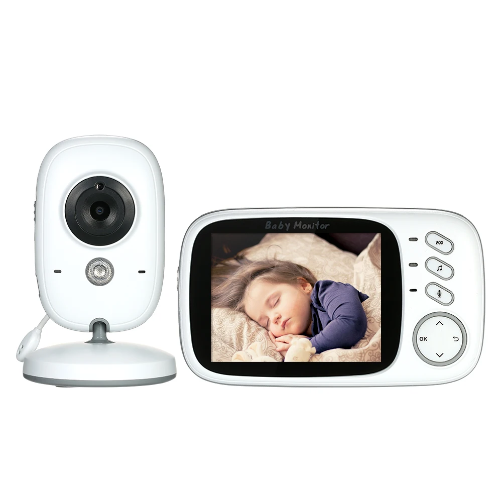 

3.2 inch Color LCD Wireless Video Camera Baby sleeping Monitor with Lullabies Infrared Night Vision Daily Alarms & Snooze
