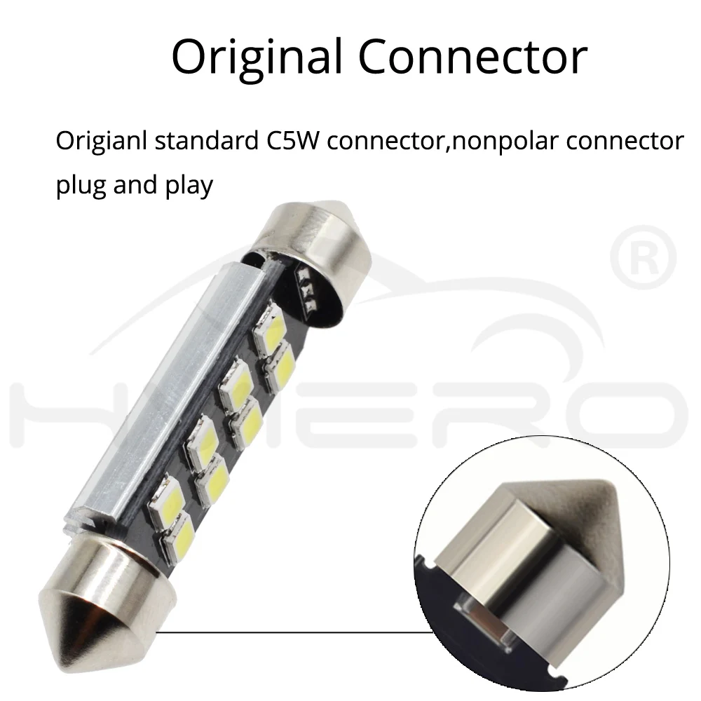 2 шт. Автомобильный светодиодный светильник 36 мм 39 мм 41 мм 2835 SMD 8 чипов CANBUS Festoon C5W C10W Авто Лампа Внутреннее освещение белый DC 12V