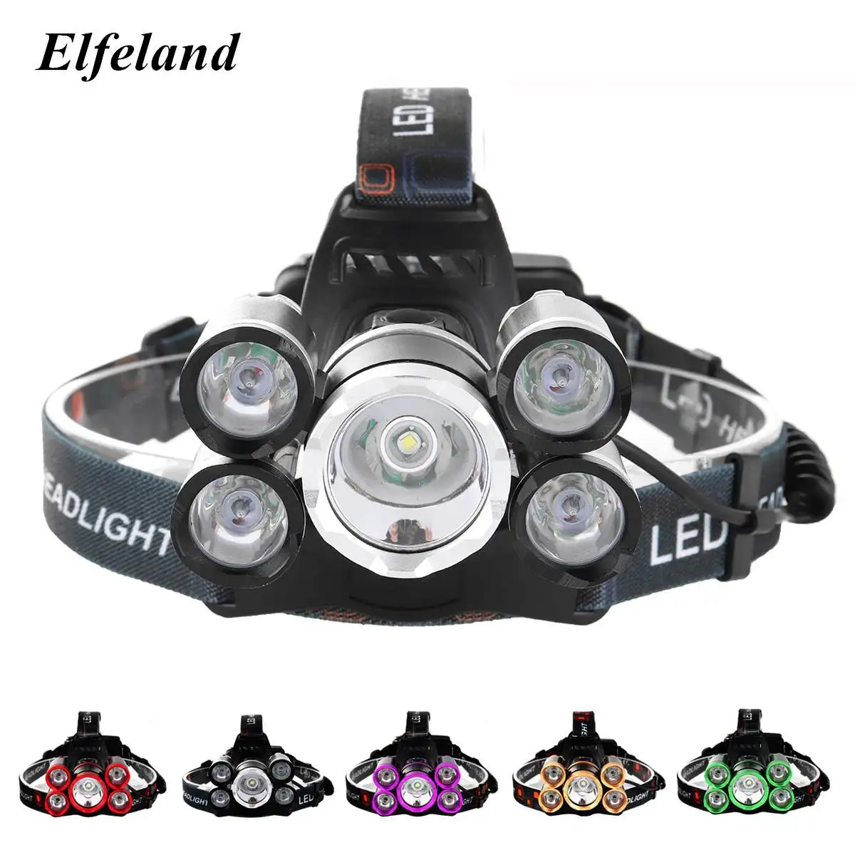 

Smuxi 80000 Lumens 5x T6 Rainproof LED Headlamp USB Headlight Head Torch 4 Mode for Outdoor Camping Emergency Head Light