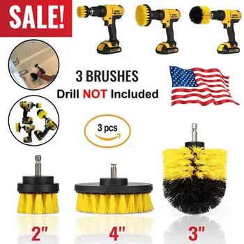 

3Pcs Round Full Electric Bristle Drill Brush Rotary Cleaning Tool Set Scrubber Cleaning Tool Brushes