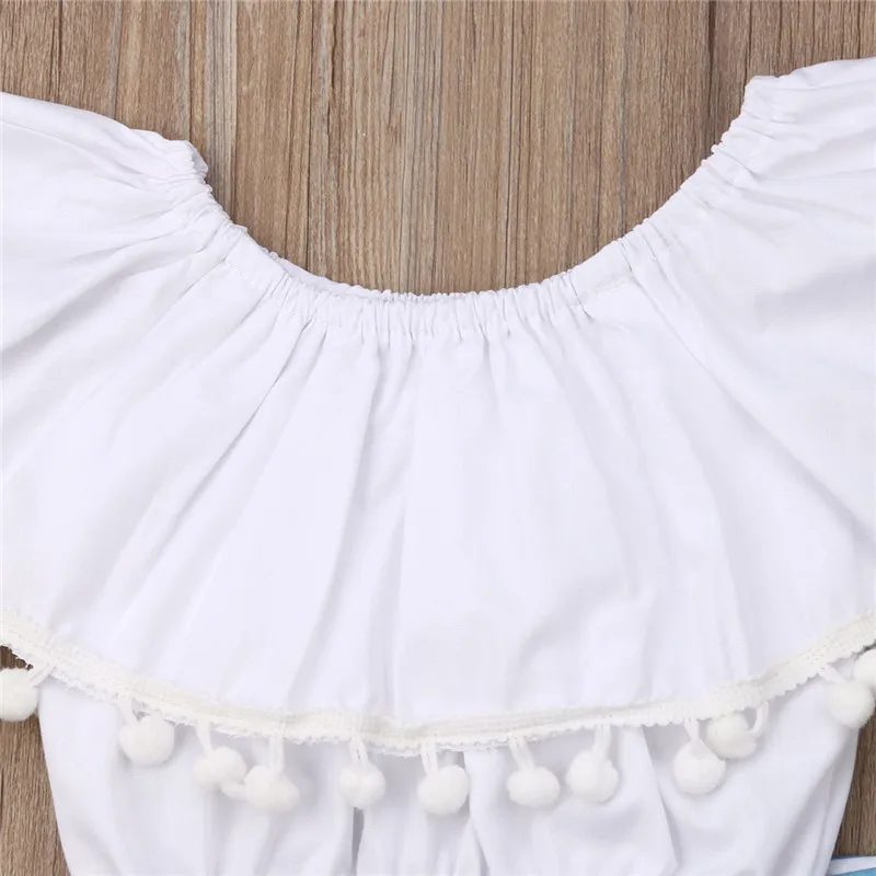 Toddler Kids Girls Summer Clothes Sets Fashion 2Pcs For Girl Slash Neck Tassels Crop Tops Floral Wide Leg Pant Girl Outfits 1-6Y