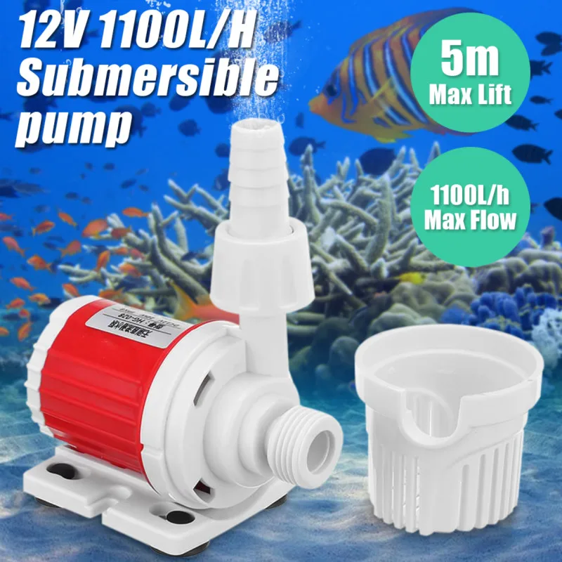 

20W 12V DC 1100L/H Submersible Water Pump Marine Controllable Adjustable Speed Water Pump Fish Tank Aquarium