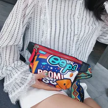 Поясная Сумка Лето Новые Карманы Дикий Широкий плечевой ремень Мода личность граффити хип хоп сумка женская