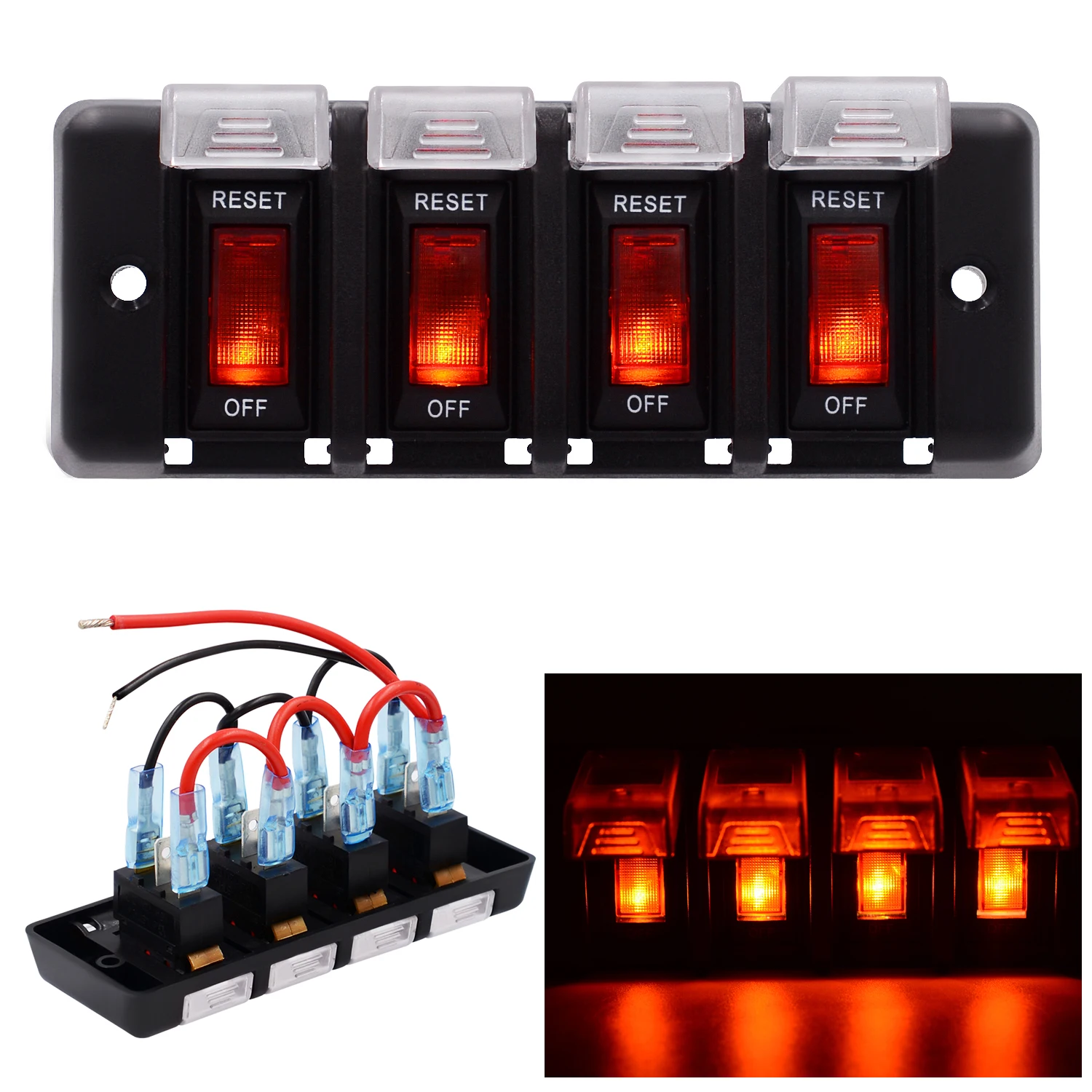 

DC 12V Waterproof Rocker Circuit Breakers Button Toggle Switch Panel For Car RV Marine Boat