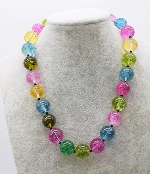 

multicolor crystal round 16mm necklace 18inch nature wholesale FPPJ big size xmas gift