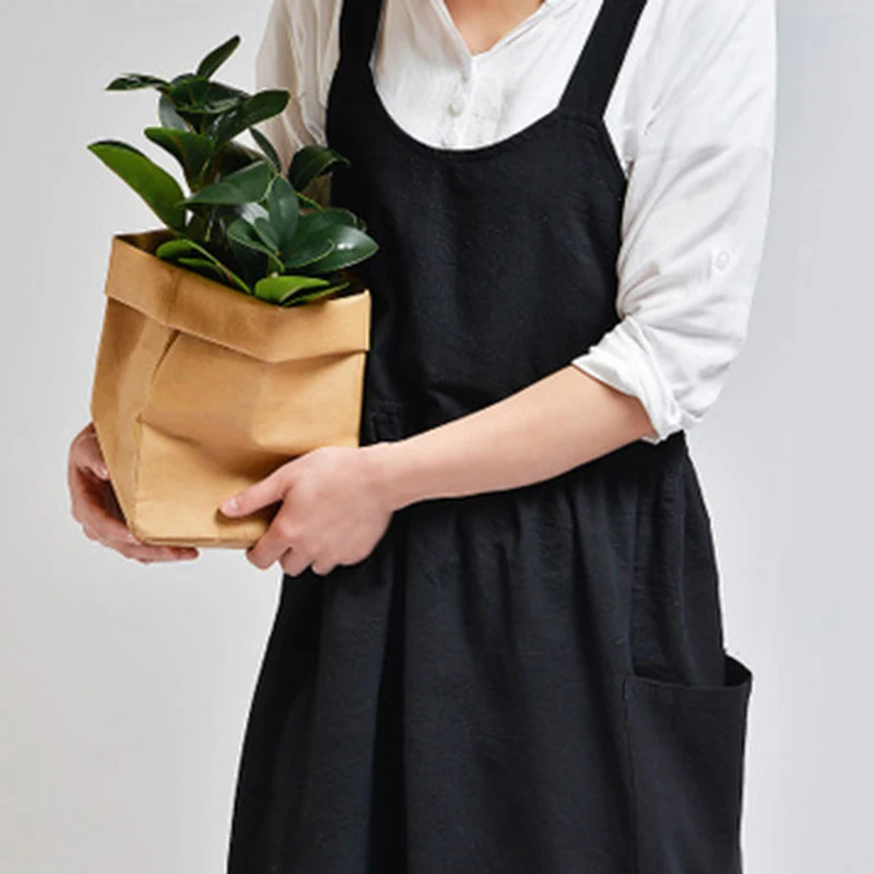 

Women's Cotton Linen Apron Sleeveless Pinafore Dress Home Cooking Florist Cafe