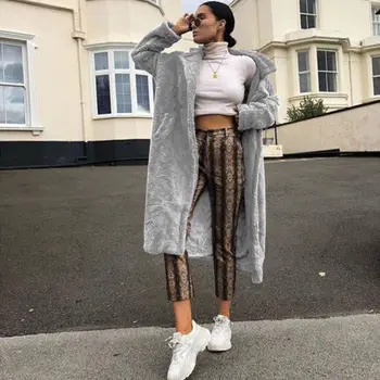 

Ladies Casual Solid Loose Fleece Jacket Coat Overcoat Women Autumn Winter Faux Fur Long Outwear