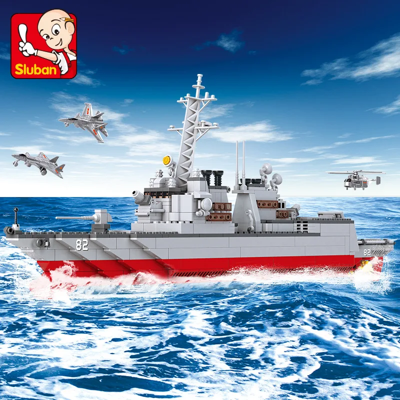 

Sluban B0390 Aircraft Army Navy Destroyer Ship Boat Plane 3D Model DIY Building Blocks Bricks Assembly Toy fit Legoings no Box