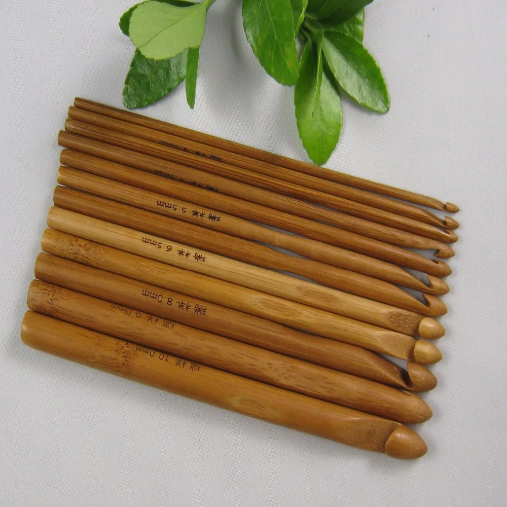

12pcs/set Bamboo Knitting Needles Handle Crochet Hook Knit Weave Yarn Crafts Home DIY Knitting Tools