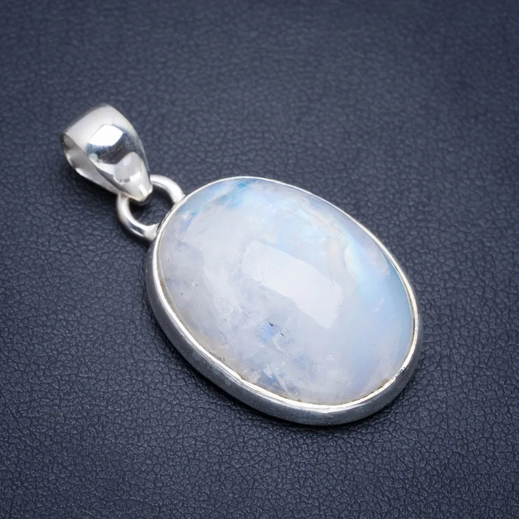 

Natural Rainbow Moonstone Handmade Unique 925 Sterling Silver Pendant 1.5" A1824
