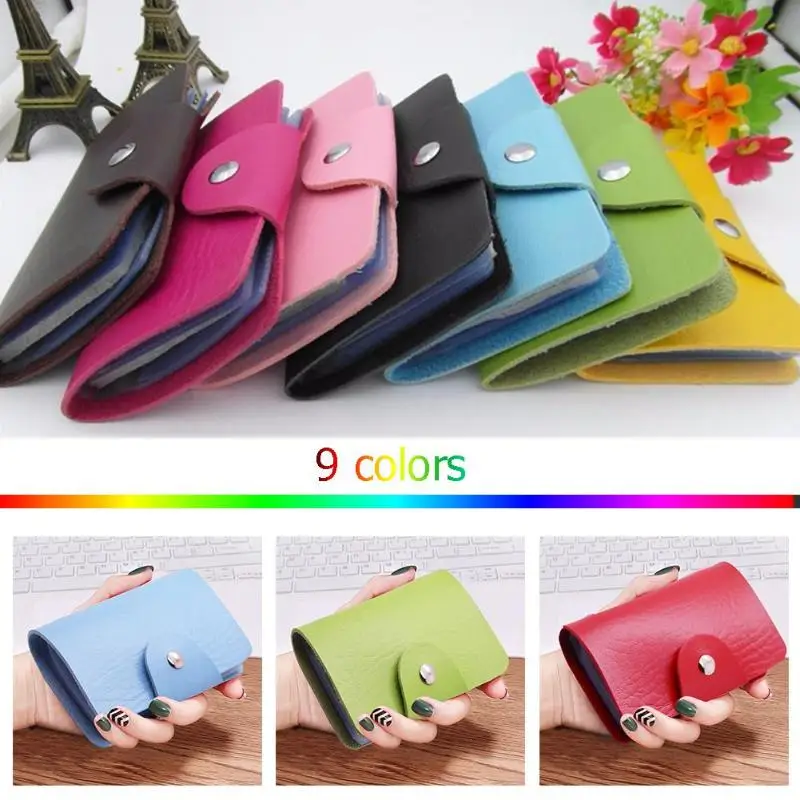 

Solid Color Small Clutch Women Men Daily PU Leather 24 Slots Card Holder Wallet Simple Unisex Business Credit Cards Bags