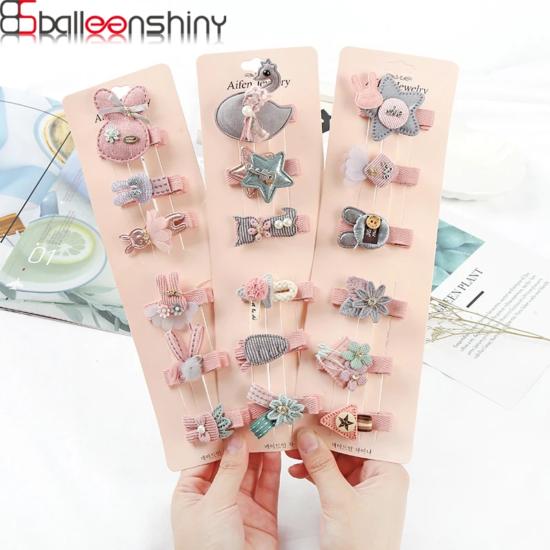 

BalleenShiny Cute Animal Cartoon Hairpin For Baby Girls Kids Pink Rabbit Doll Hair Clip Princesses Heaadwear Accessories Gifts