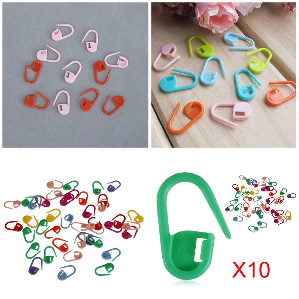 

10Pcs/set Pins Plastic Markers Holder Mini Knitting Crochet Needle Clips Craft Large Safety Pins Colorful Safety Pins
