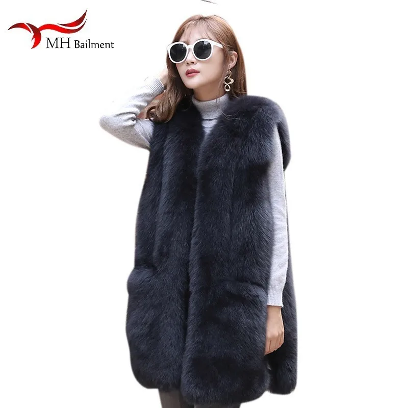 

Fashion Korean Really Fox Fur Grass Vest Girls Long Fund Autumn And Winter Vest Coat Waistcoat The Whole Skin Small Monsters