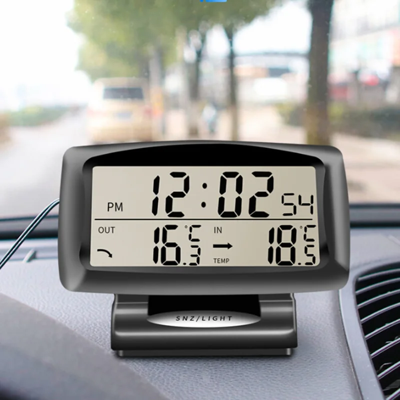 

2-In- Luminous Electronic Clock Thermometer Car Outside Temperature Meter Black