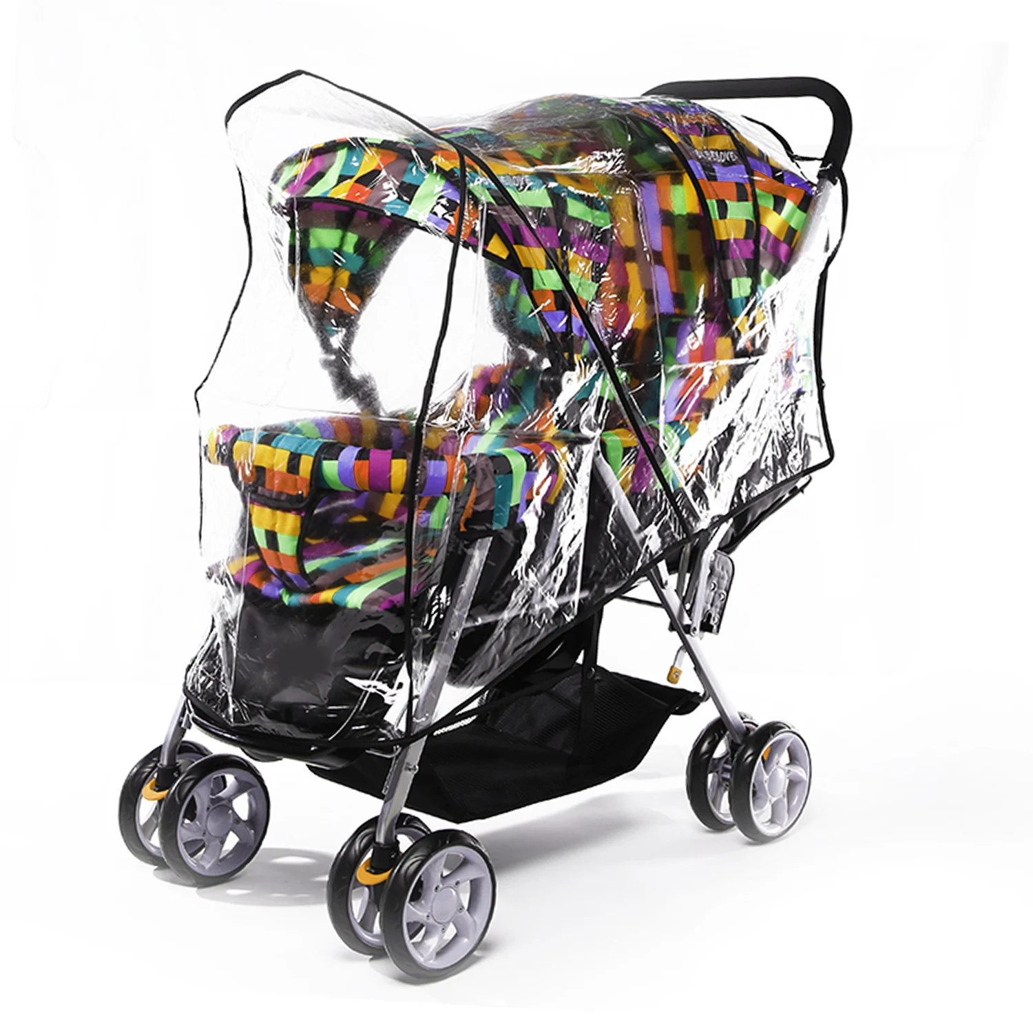 

Behogar Universal PVC Double Front-to-Back Baby Stroller Pram Buggy Transparent Rainproof Cover Rain Shade Dust Shield Accessory