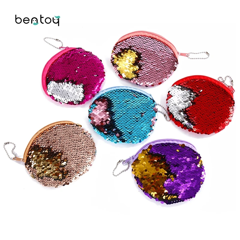 

Portable Mini Round Sequins Coin Purse Bag For Women Plush Zipper Coin Pouch Kids Small Wallets Earphone Storage Key Wallet
