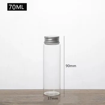

50pcs/lot 37*90mm 70ml Clear Bottles Glass Vials Container Jars With Screw Caps For Wedding Holiday Decoration Christmas Gifts