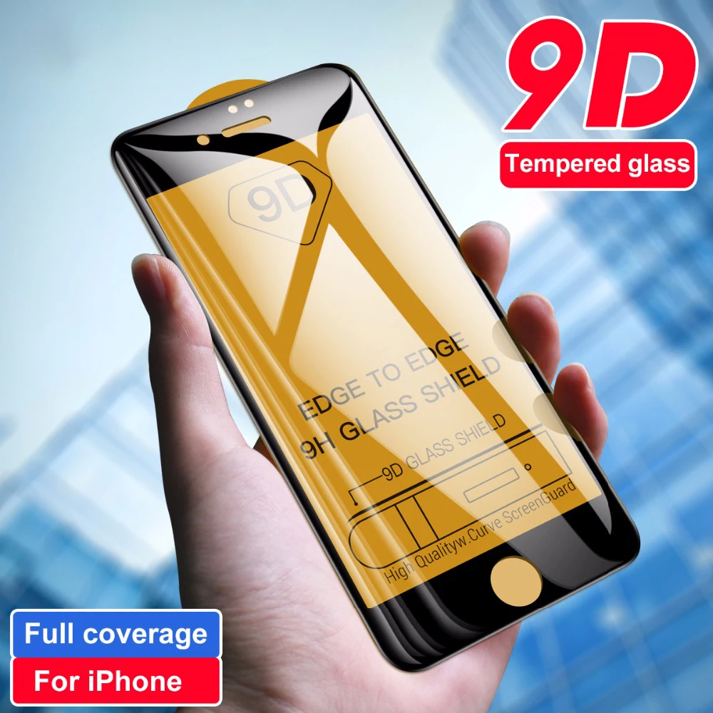 

9D Full Glue Screen Protector Glass On For iPhone 7 8 6s 6 plus Protective Tempered Glass For iPhone x xr xs max trempe verre 9H