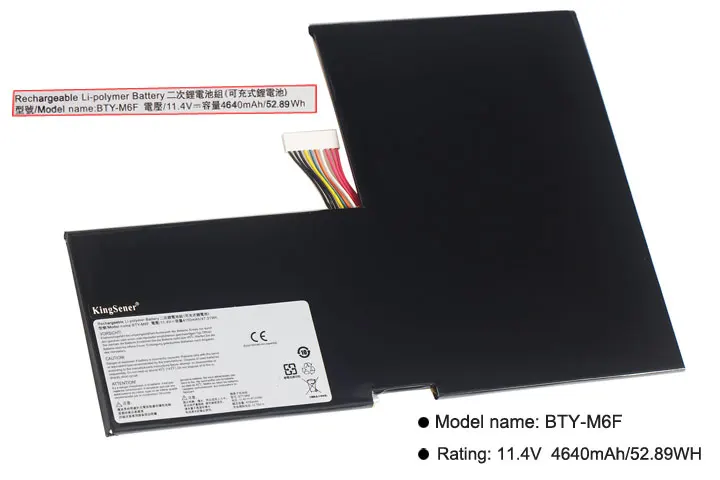 KingSener nuevo BTY-M6F batería para portátil MSI GS60 MS-16H2 MS-16H4 2PL 6QE 2QE 2PE 2QC 2QD 6QC 6QC-257XCN de la serie 11,4 V 4640 mAh - 2