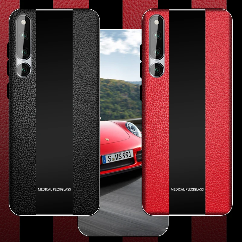 

Huawei Honor Magic 2 Case Colored PU Leather Glass Business Back Cover Case for Huawei Honor Magic 2 Magic2 Plexiglass Cover