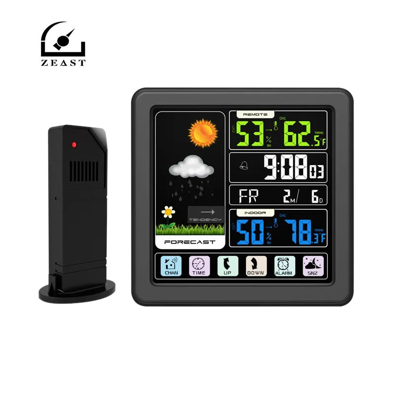 

TS-3310-BK Full Touchs Screen Wireless Weather Station Multi-function Color Screen Indoor and Outdoor Temperature Humidity Meter