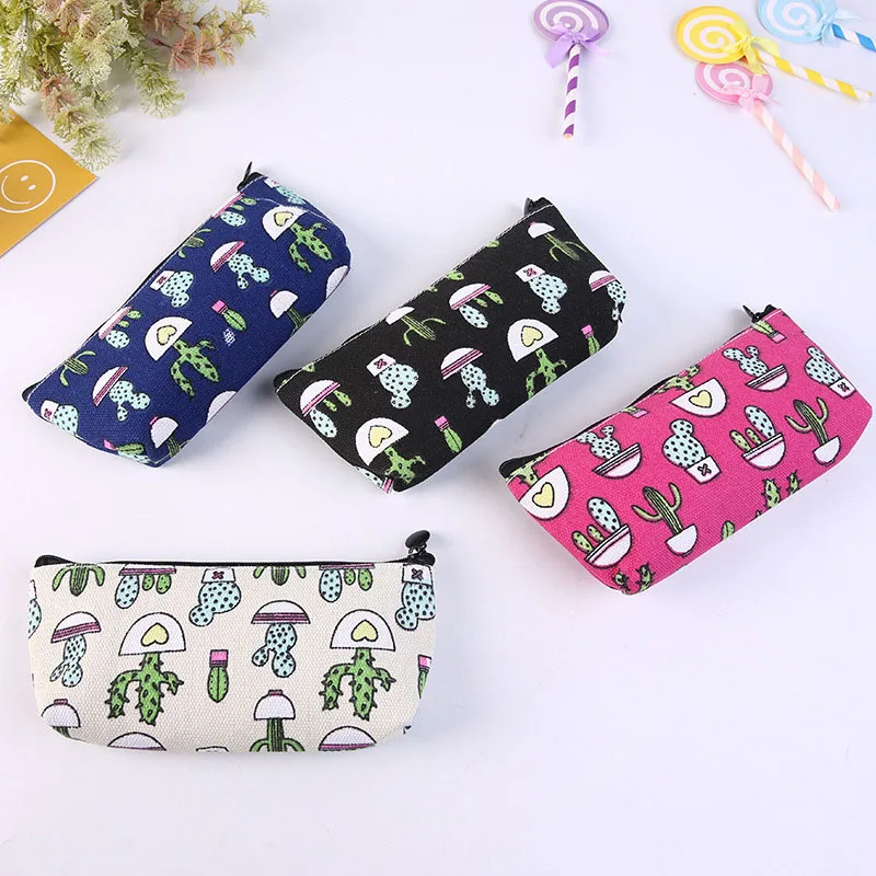 

Kawaii Pencil Bags Cute Cactus Pencil Case Canvas Pencil Pouches For Kids Girls Gift School Office Supplies Korean Stationery