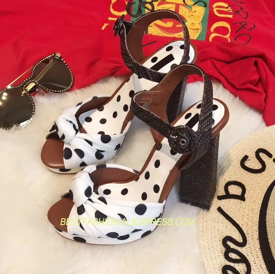 

New Spring Summer Shoes Woman Sweet Sandals high Square Heels Peep Toe Platform Sandals Designer Woman Party Sandals Tide