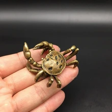 Коллекционные китайские латунные Резные животные Краб восемь вечерние изысканные маленькие статуи