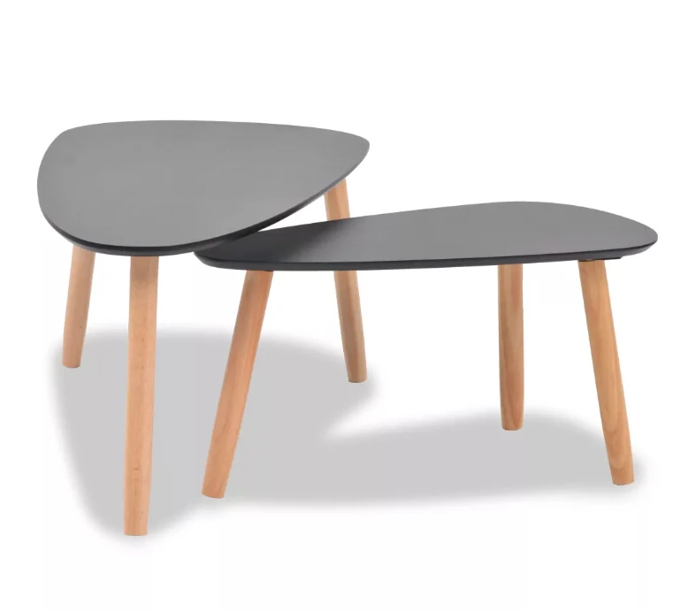 VidaXL Coffee Table Set 2 Pieces Solid Pinewood Black 244732 Durable