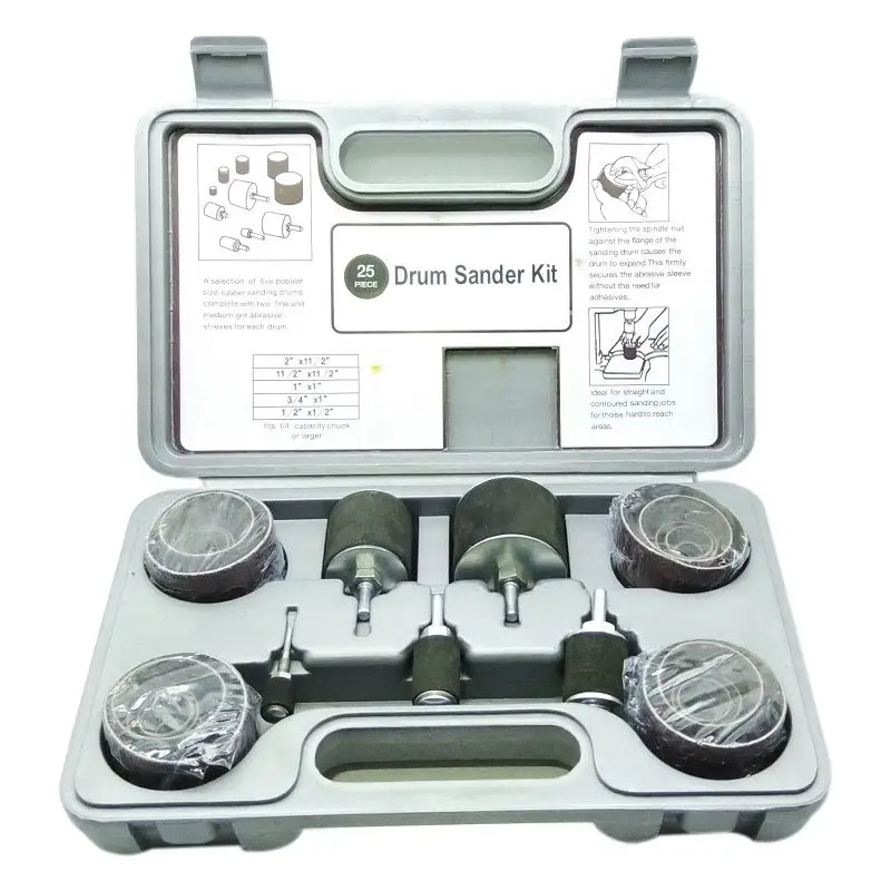 

25pcs/set Sanding Drum Set Drum Sander Kit Including Abrasive sleeves drum rubber Mandrels for Drill press woodworking kit