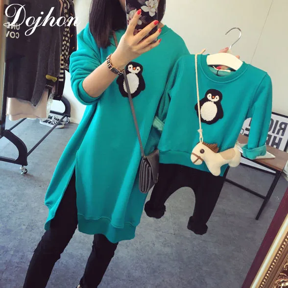 

New Family Matching Outfits T Shirts Mother Kids Girl Boys Shirts penguin clothes Mother Son Outfits Long-sleeve Family Look