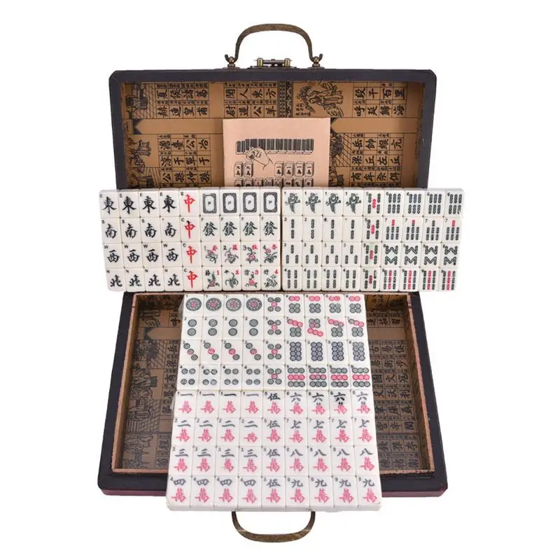 Высокое качество карточные игры 144 плитки Mah Jong набор английский Набор для в