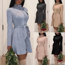 2019 Autumn Office Lady Slim High Waist Sashes Coat Solid Suede Leather Jacket Women Coat Slim Trench Coat Outwear Tops