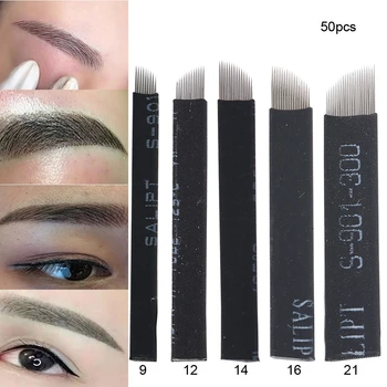 

50pcs Microblading Eyebrows Needles Eyebrow Eye Lips Tattoo Needles 9/12/14/16/21 Pins for Tattoo Machine