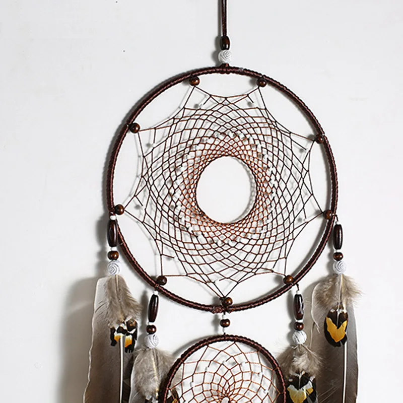 Eagle feather dream catcher big 3 iron ring indoor pendant Indian dream catcher pendant gift gift wedding decoration big dreamca 2