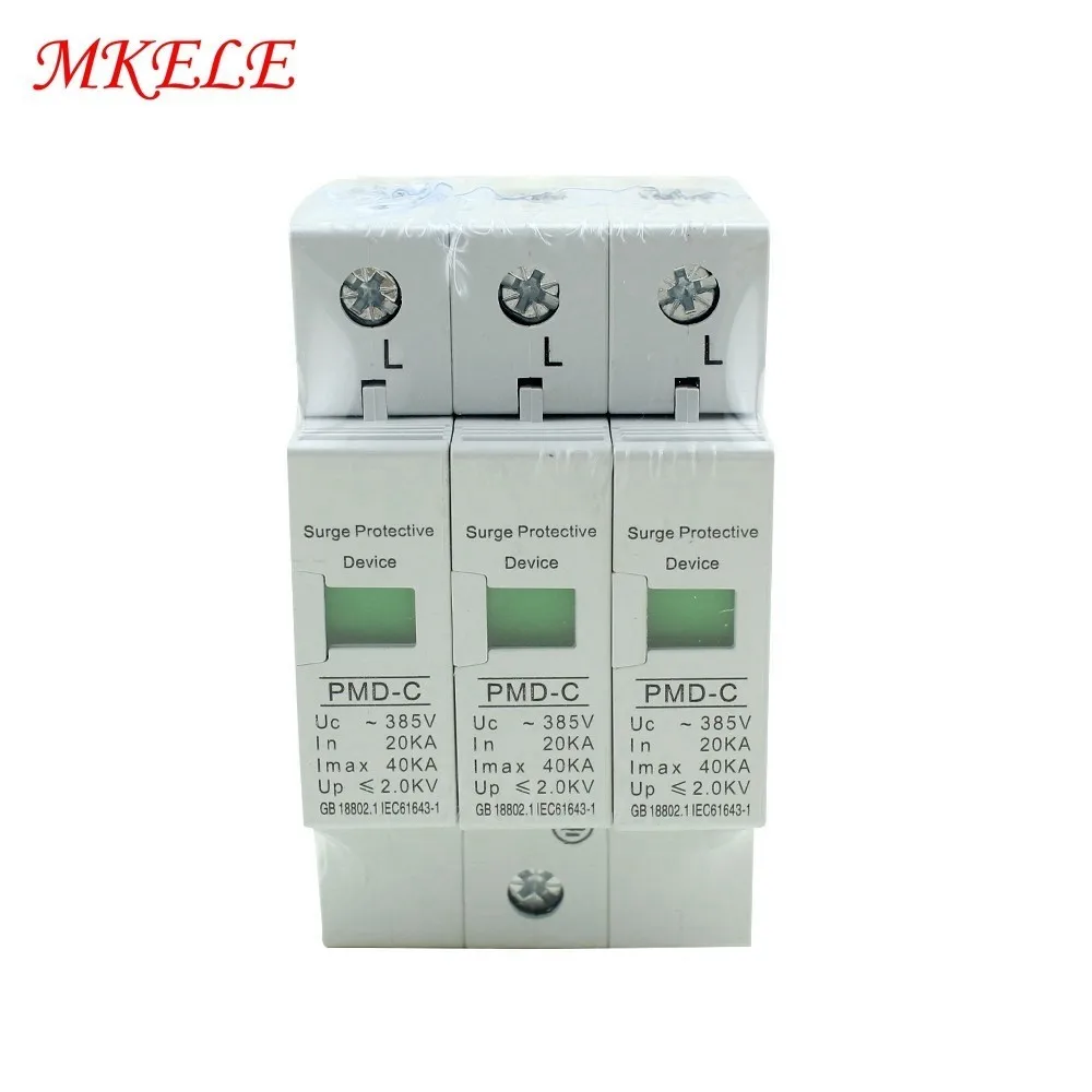 

Low-voltage Arrester Device Anti-lightening SPD 3P House Surge Protector 20KA~40KA ~385VAC Protective Free Shipping