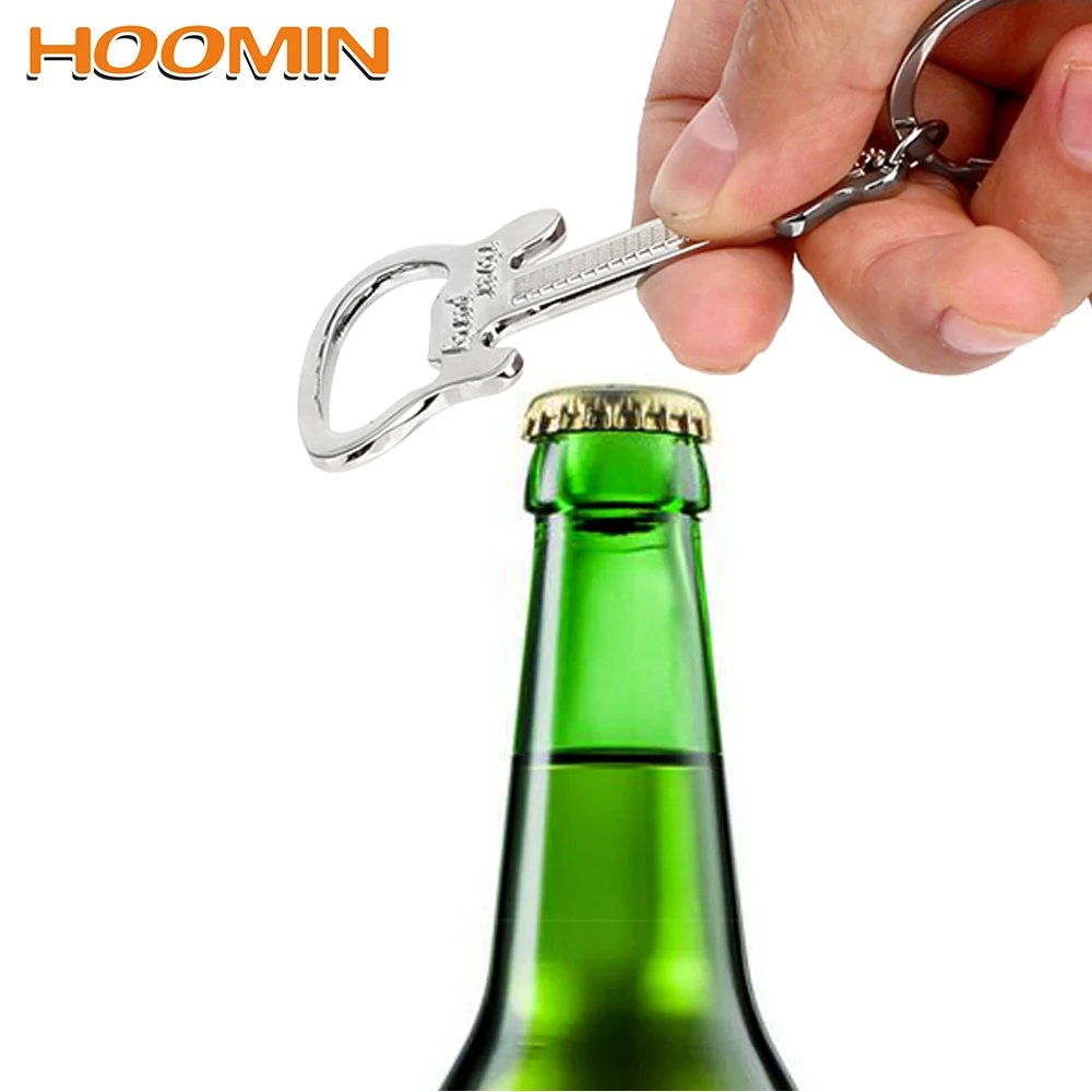 

HOOMIN Zinc Alloy Guitar Shape Beer Bottle Opener with Keyring Keychain Bottle Opener Home Kitchen Accessories