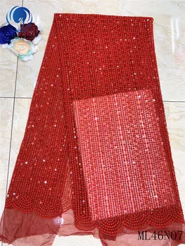

BEAUTIFICAL red sequins lace fabric sequins laces 2019 high quality lace fabric with sequin african materials for women ML46N07