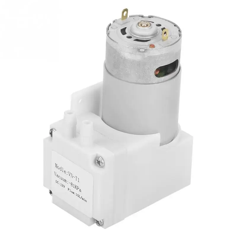 

DC12V/DC24V Mini Small Oilless Vacuum Pump -81KPa Flow 10L/min for Gas Air80KPa/81KPa/85KPa Optional Tool