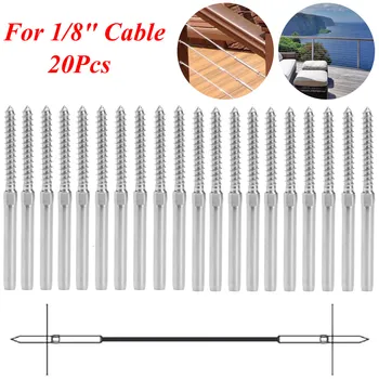 

20Pcs/Set Stainless Steel Swage Lag Screw DIY Rope Balustrade Kit For 1/8" Cable Stainless Steel Wire Rope Railing Screw Parts