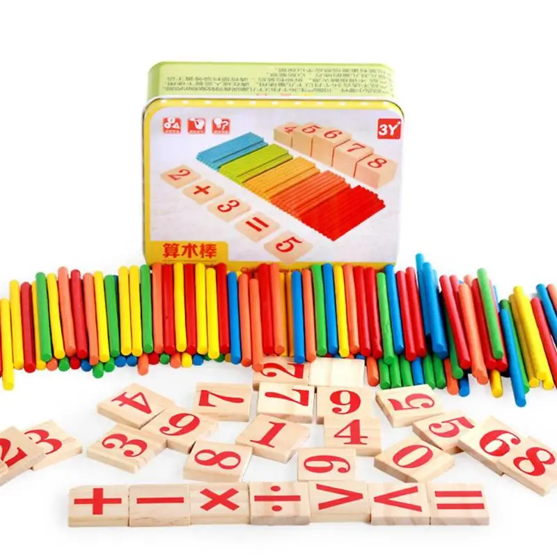 Kids Math Toy Wooden Preschool Early Learning Puzzle Toys for Children Mathematics Game Stick Math Numbers Counting Rods