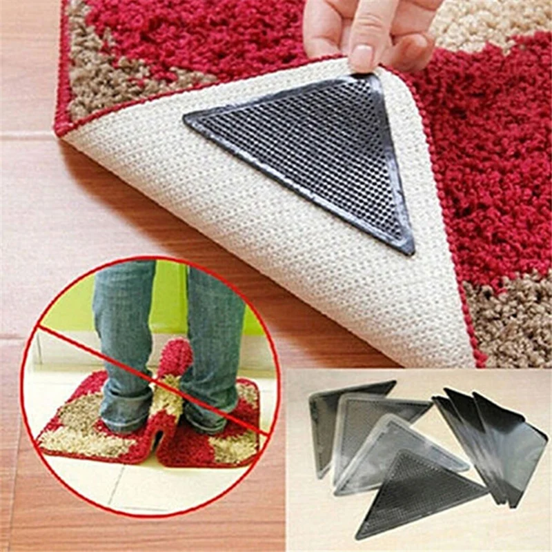 

4pcs/Set Rug Carpet Mat Carpet Fixed Grippers Non Slip Skid Stick Reusable Washable Silicone Grips Carpet mat patch Home Textile