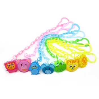 

2 Pcs Cute Cartoon Animal Color Plastic Baby Pacifier Chain Clip Newborn Baby Nipple Anti Out Chain Buckle
